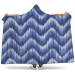Wavy Shibori Pattern Print Hooded Blanket