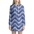 Wavy Shibori Pattern Print Pullover Hoodie Dress