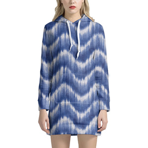 Wavy Shibori Pattern Print Hoodie Dress