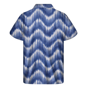 Wavy Shibori Pattern Print Men's Short Sleeve Shirt