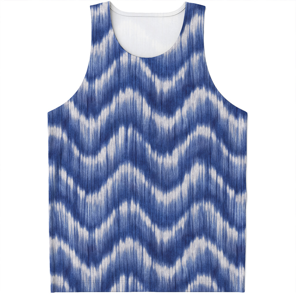 Wavy Shibori Pattern Print Men's Tank Top