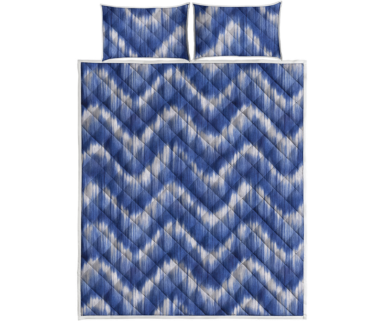 Wavy Shibori Pattern Print Quilt Bed Set