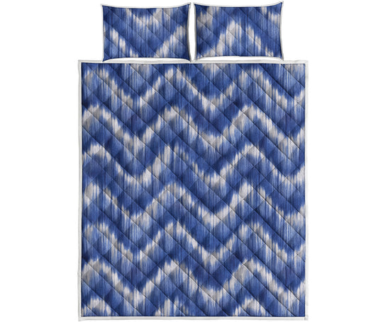 Wavy Shibori Pattern Print Quilt Bed Set