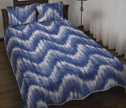 Wavy Shibori Pattern Print Quilt Bed Set