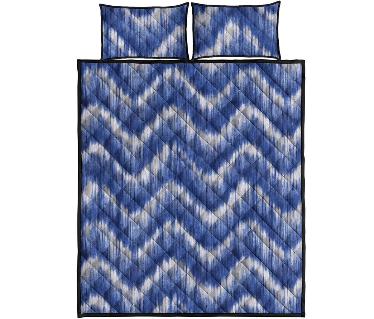 Wavy Shibori Pattern Print Quilt Bed Set