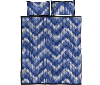 Wavy Shibori Pattern Print Quilt Bed Set