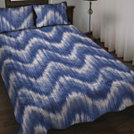 Wavy Shibori Pattern Print Quilt Bed Set