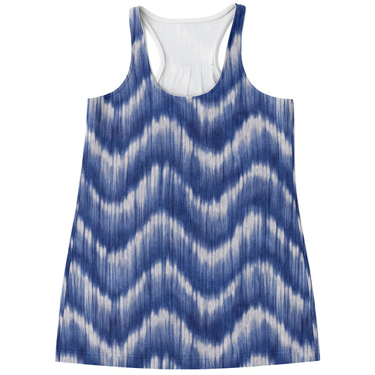 Wavy Shibori Pattern Print Women's Racerback Tank Top