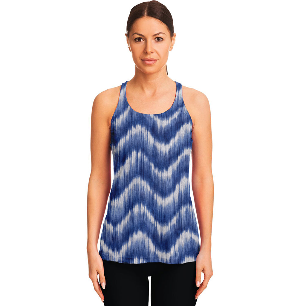 Wavy Shibori Pattern Print Women's Racerback Tank Top