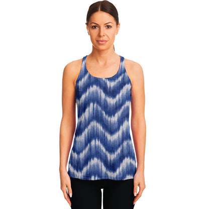 Wavy Shibori Pattern Print Women's Racerback Tank Top