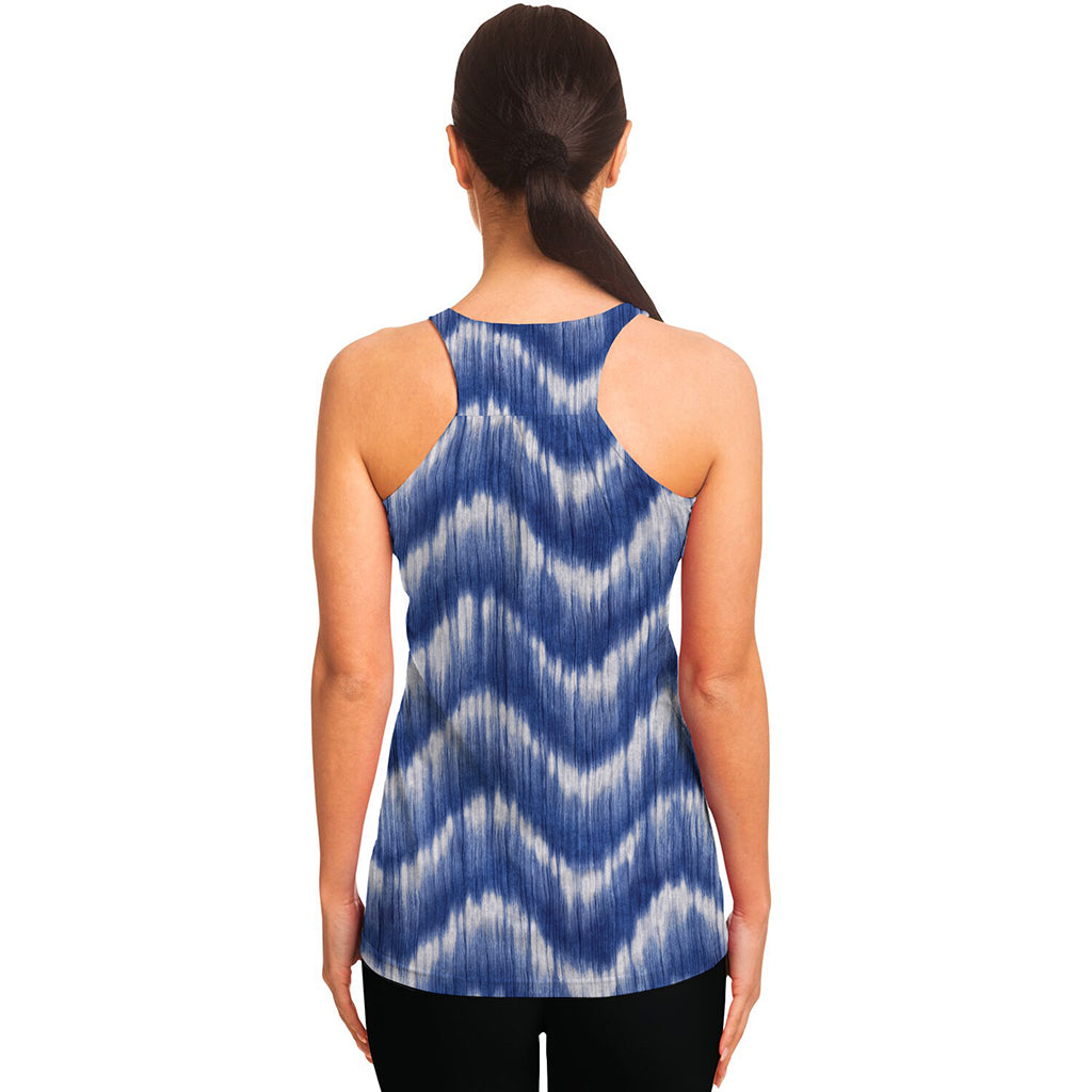 Wavy Shibori Pattern Print Women's Racerback Tank Top