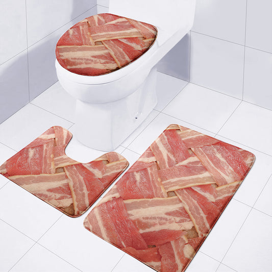 Weaving Bacon Print 3 Piece Bath Mat Set