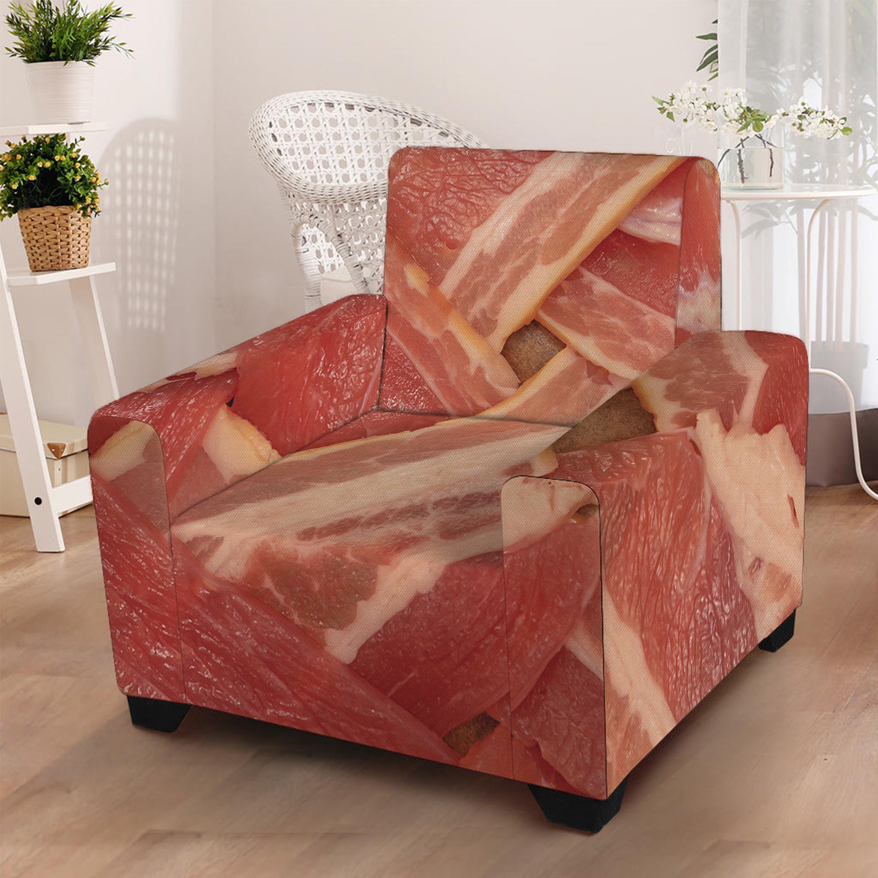 Weaving Bacon Print Armchair Slipcover