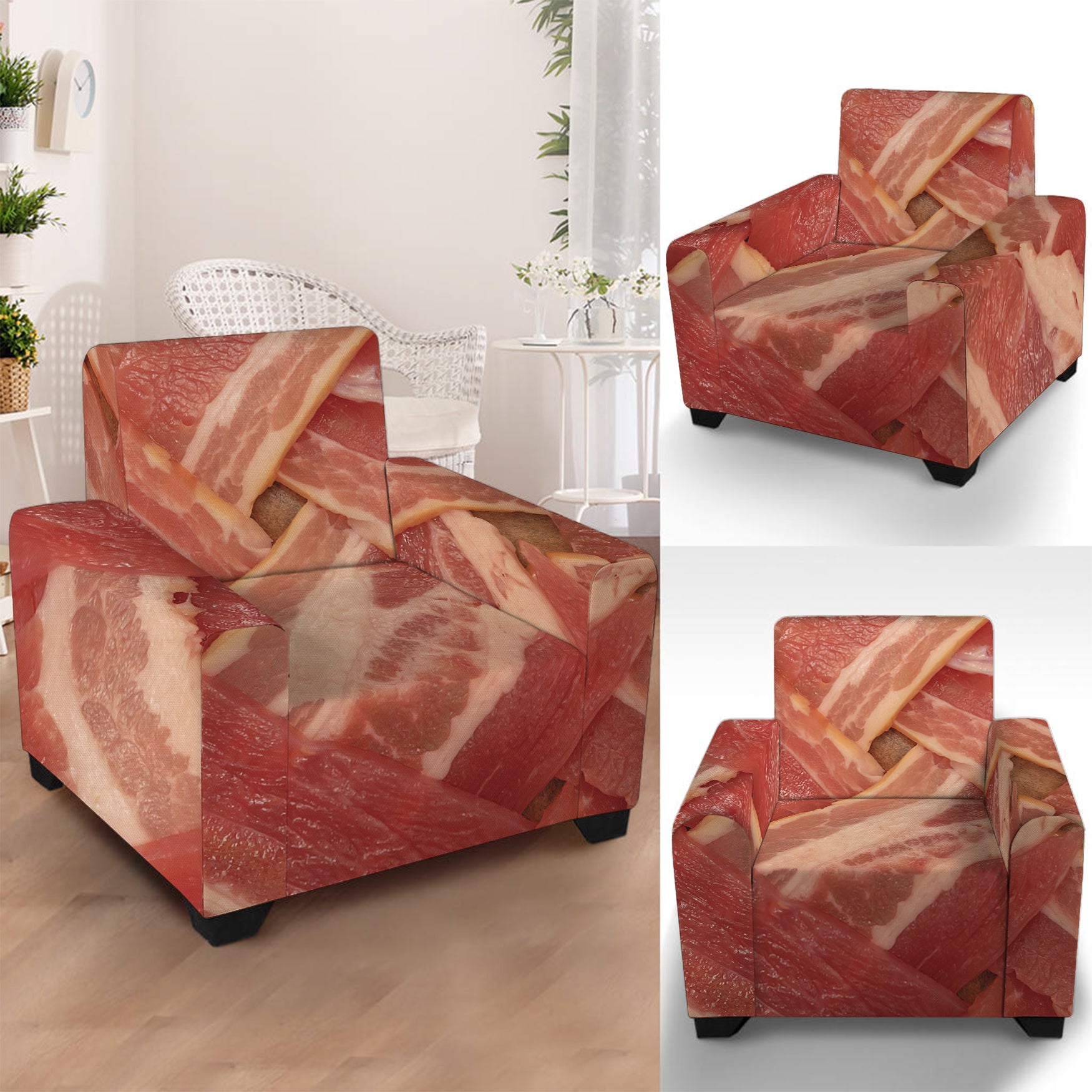 Weaving Bacon Print Armchair Slipcover