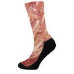 Weaving Bacon Print Crew Socks