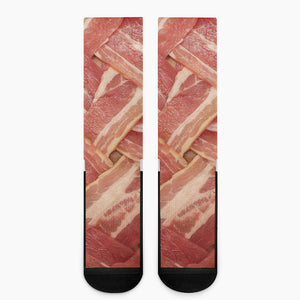 Weaving Bacon Print Crew Socks