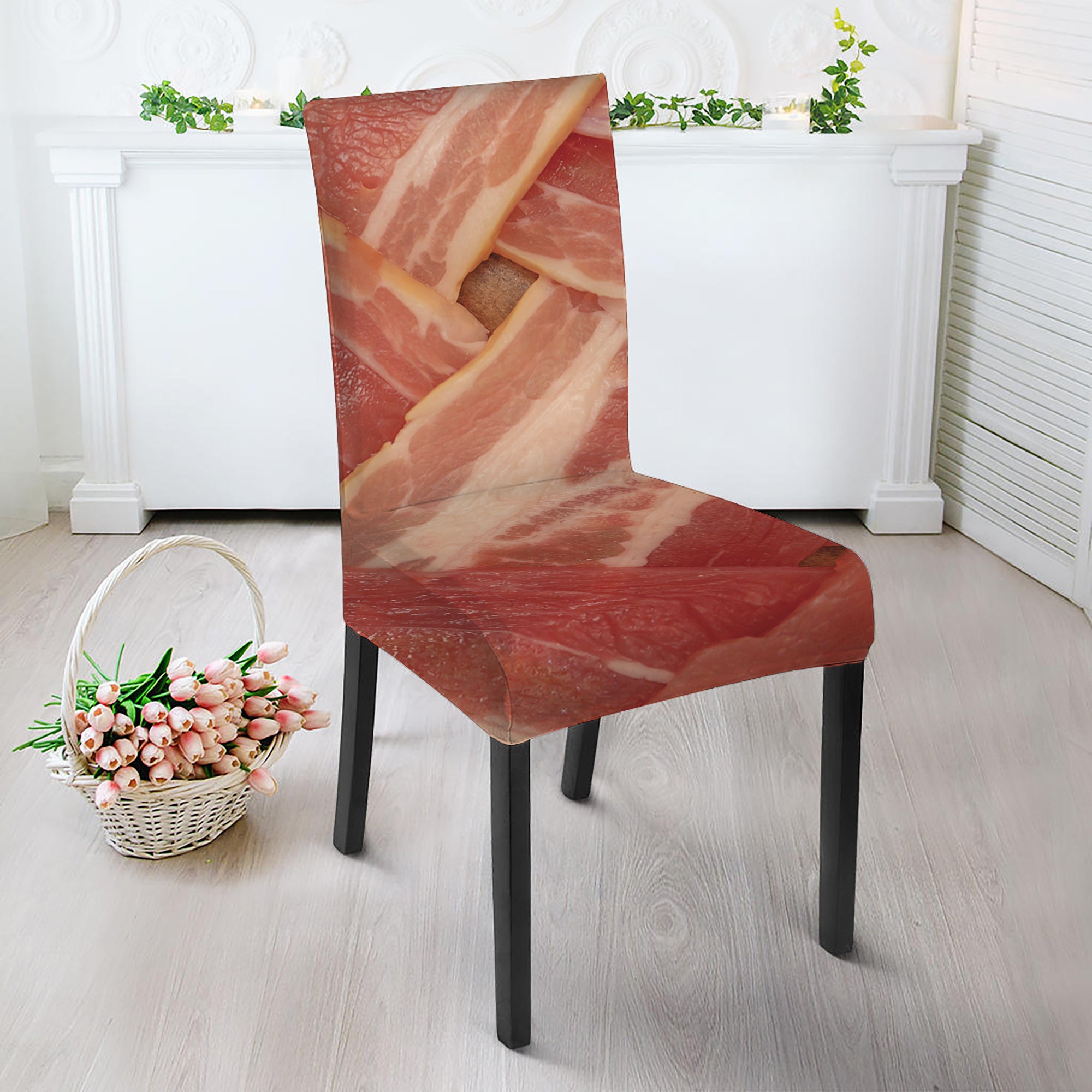 Weaving Bacon Print Dining Chair Slipcover