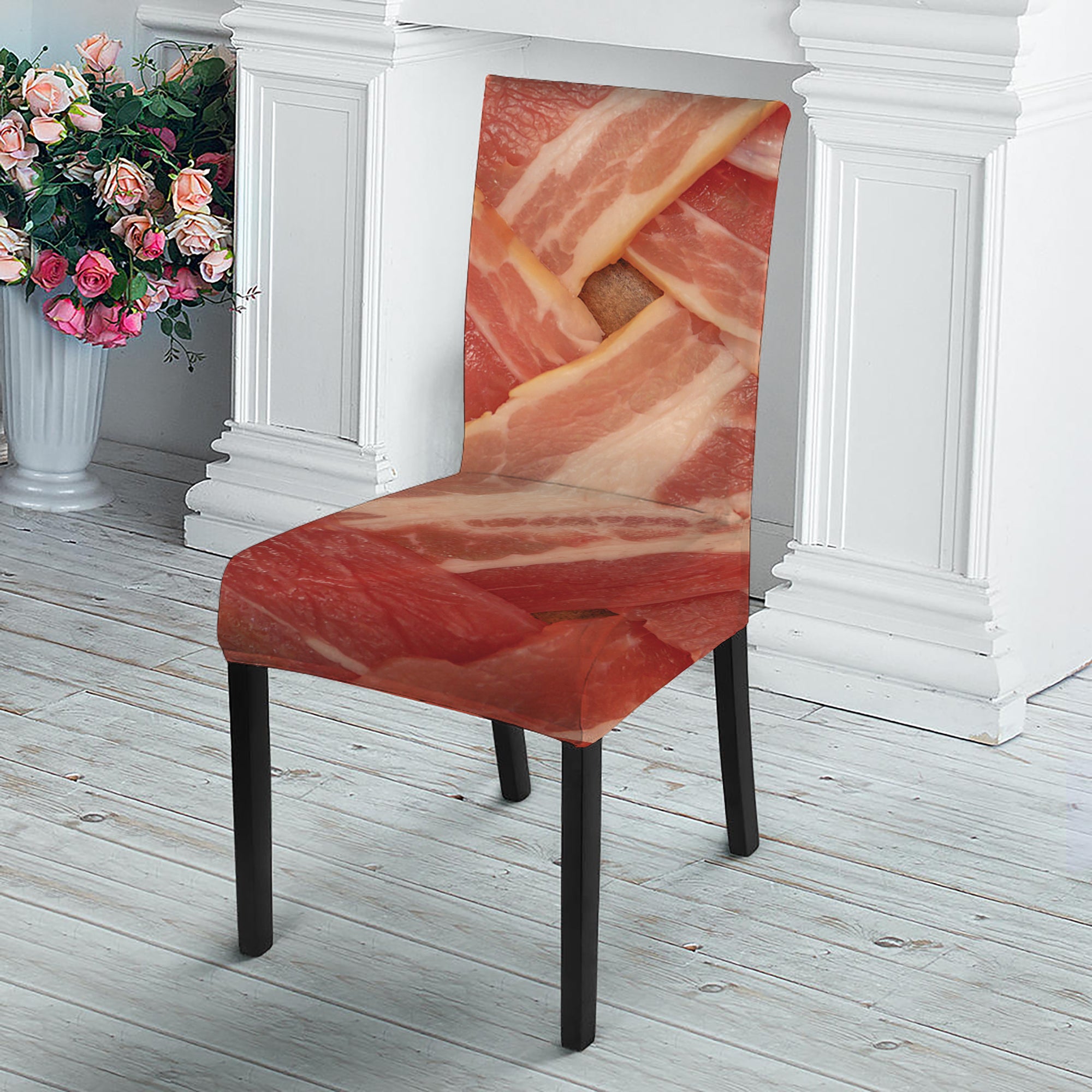 Weaving Bacon Print Dining Chair Slipcover