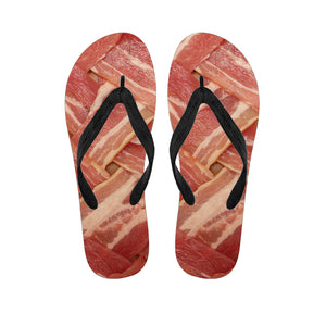 Weaving Bacon Print Flip Flops