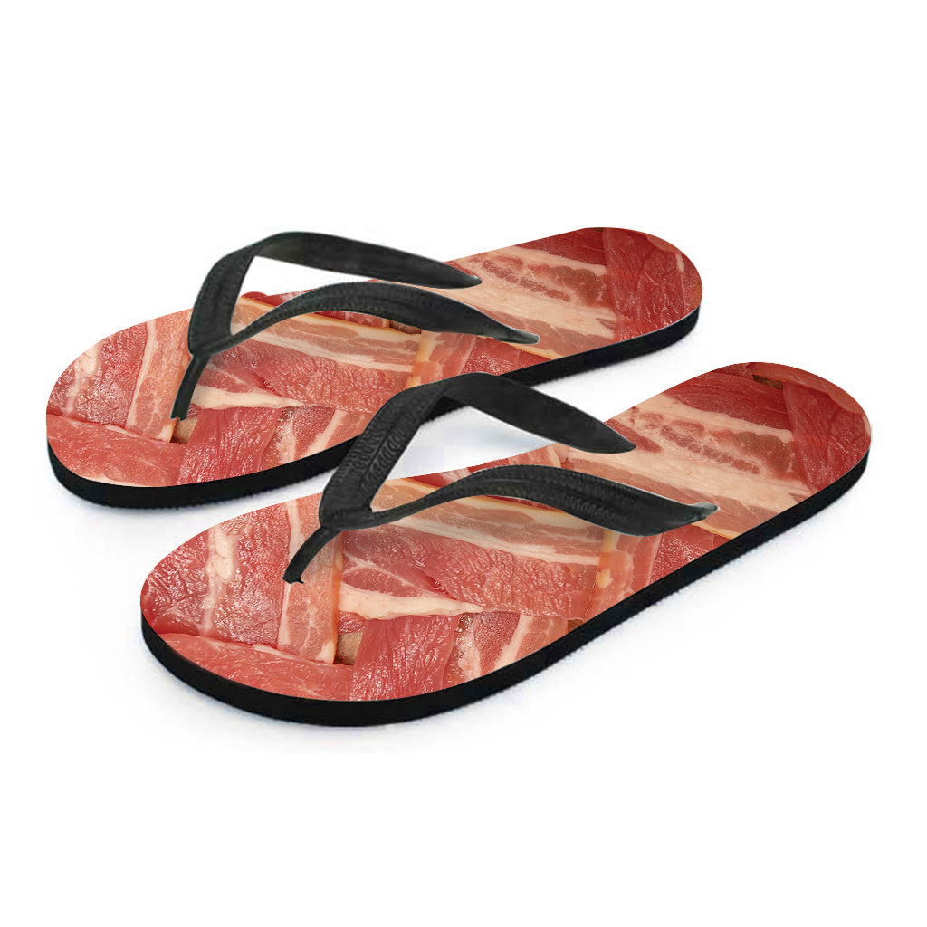 Weaving Bacon Print Flip Flops