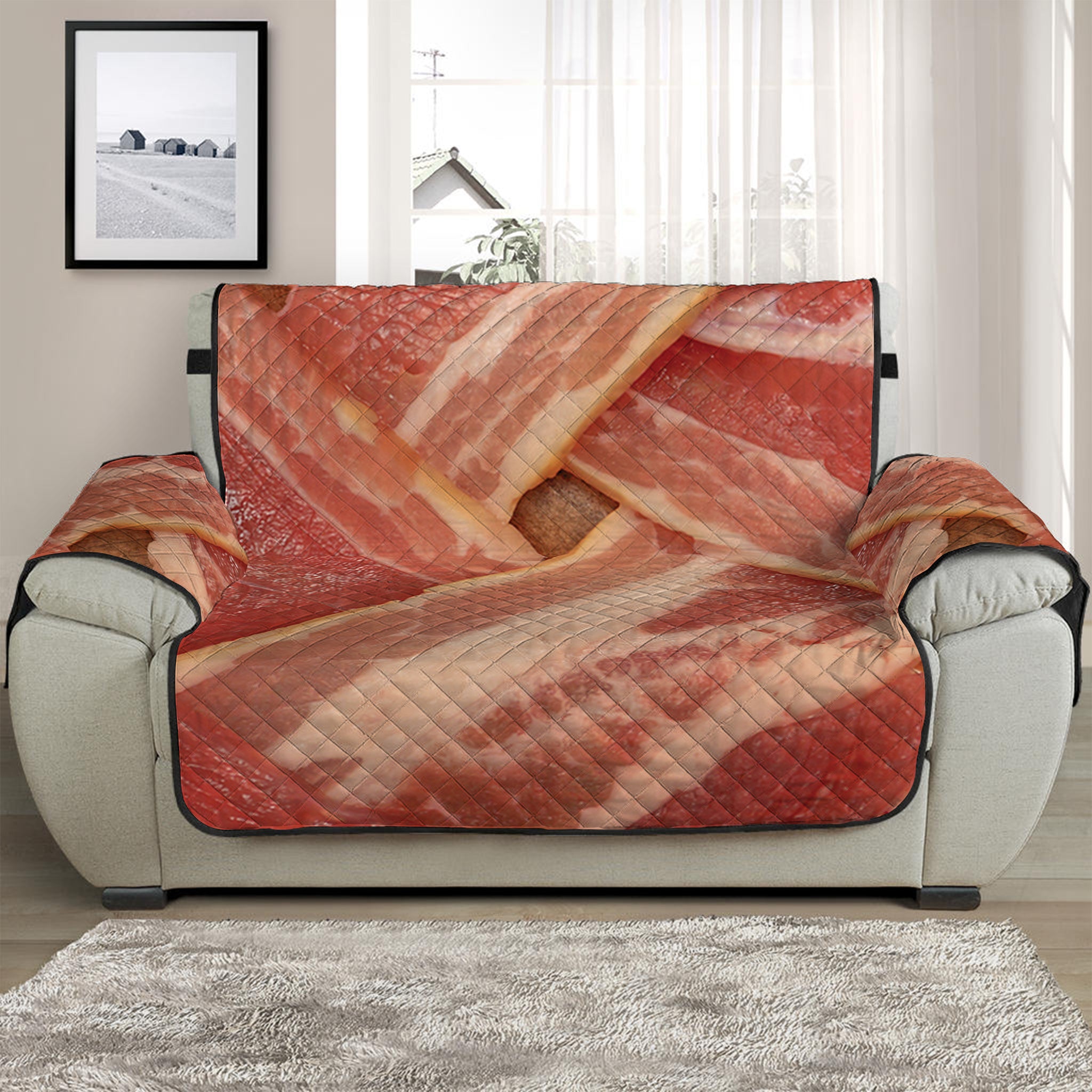 Weaving Bacon Print Half Sofa Protector