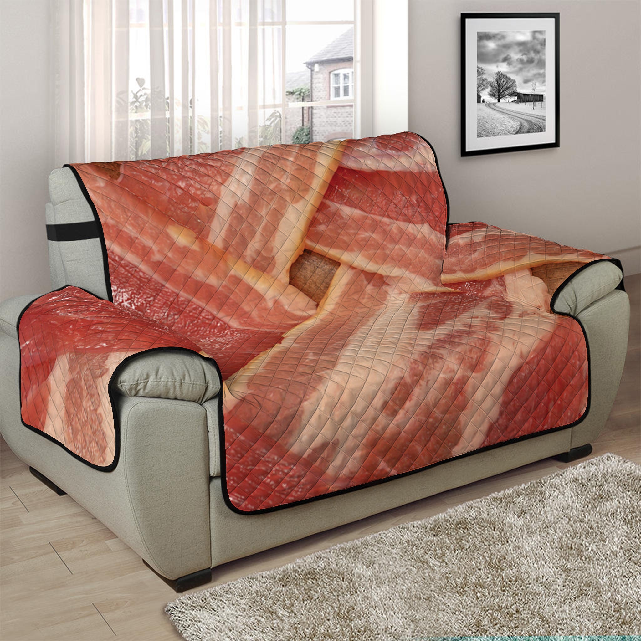 Weaving Bacon Print Half Sofa Protector