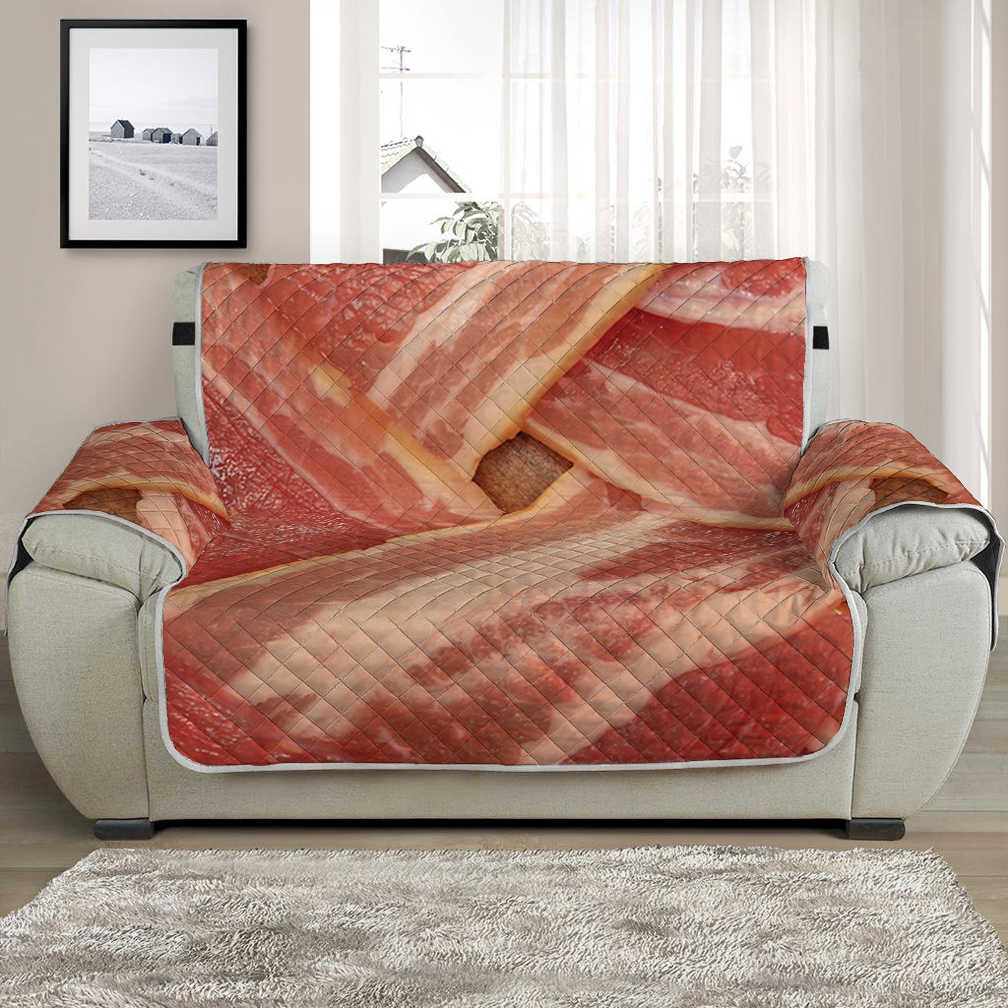 Weaving Bacon Print Half Sofa Protector