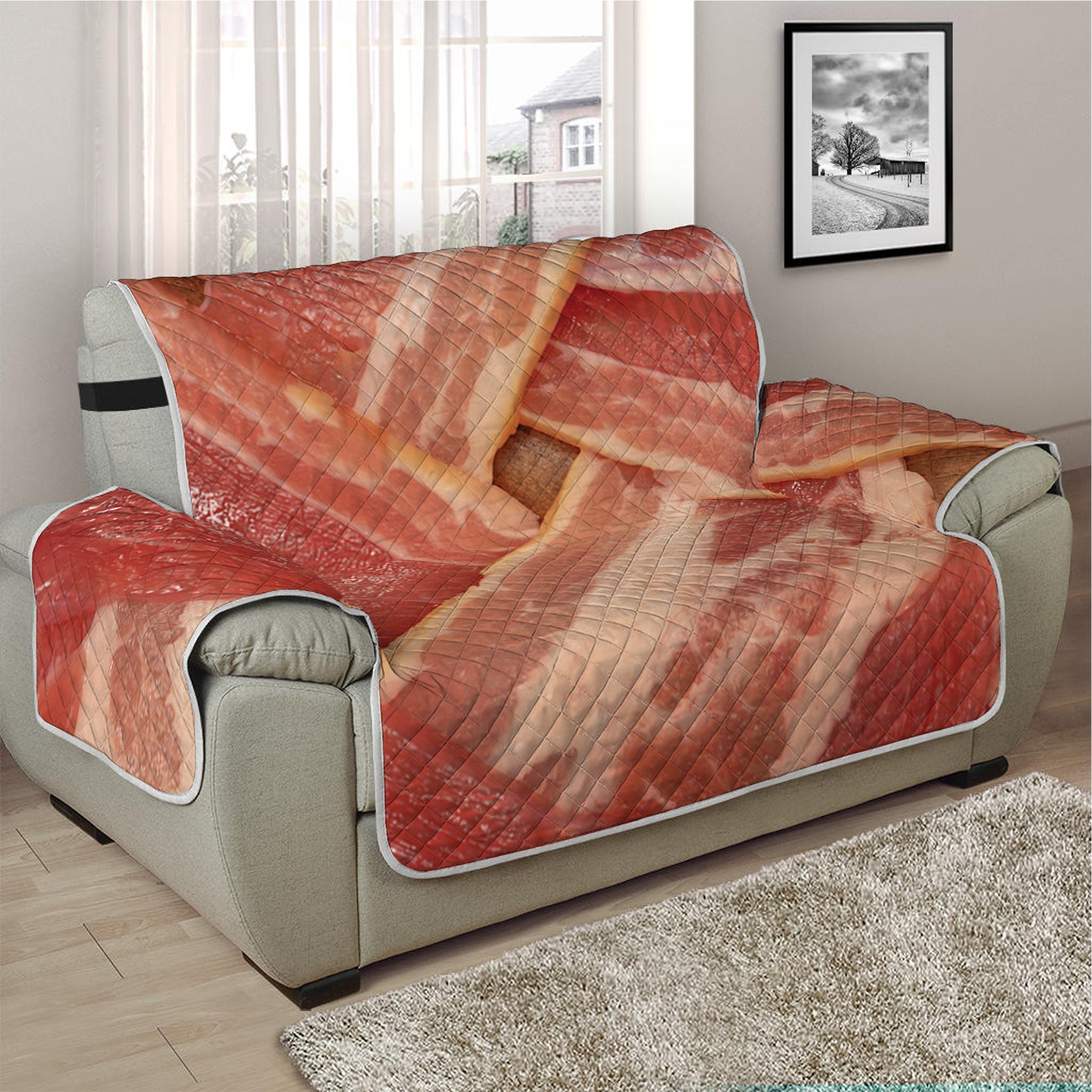 Weaving Bacon Print Half Sofa Protector