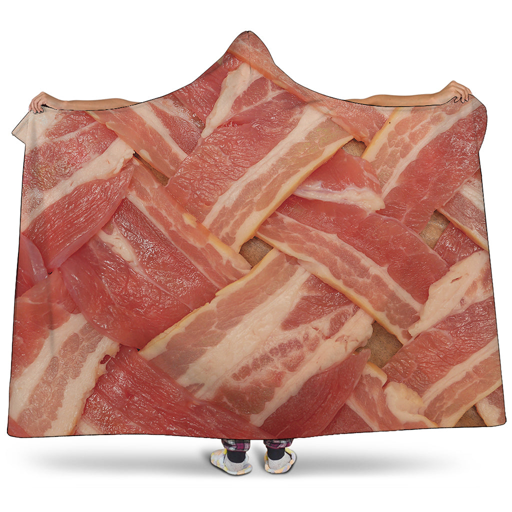 Weaving Bacon Print Hooded Blanket