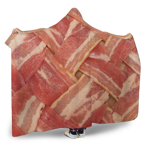 Weaving Bacon Print Hooded Blanket