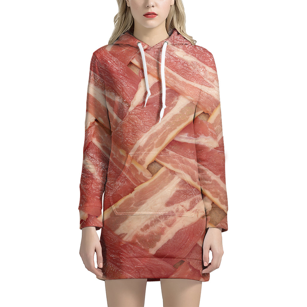 Weaving Bacon Print Hoodie Dress