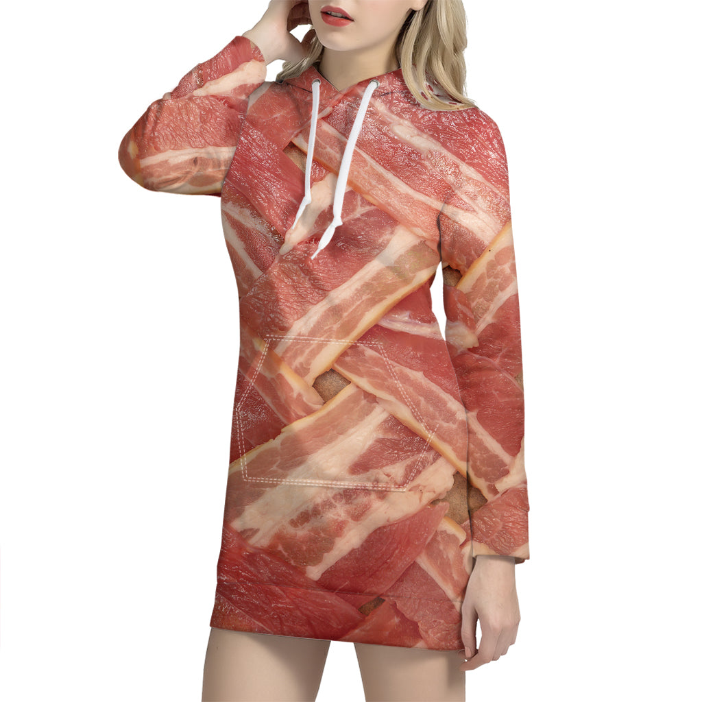 Weaving Bacon Print Hoodie Dress