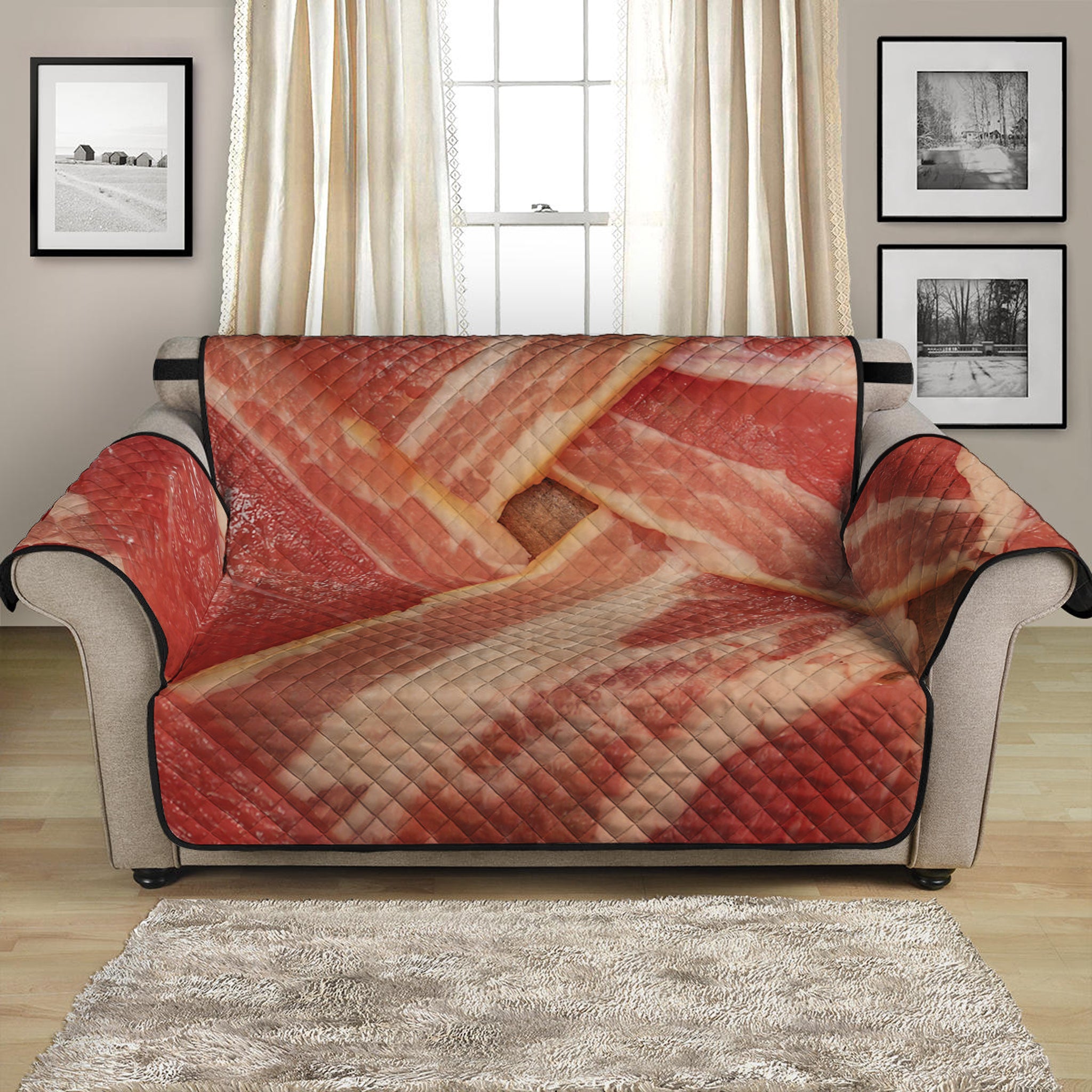 Weaving Bacon Print Loveseat Protector