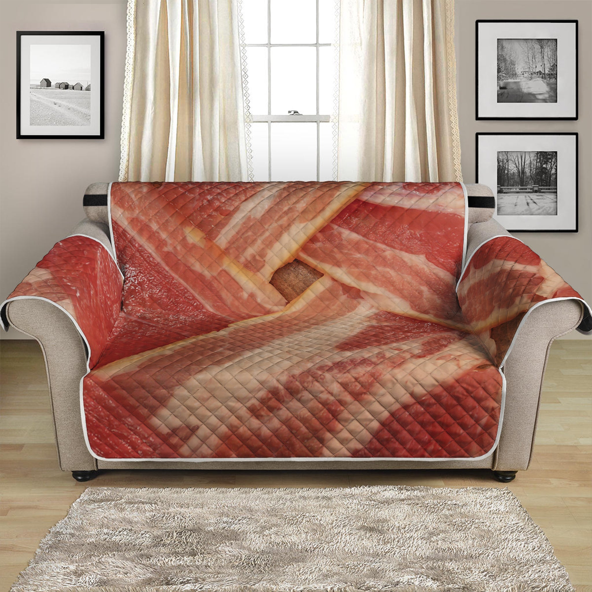 Weaving Bacon Print Loveseat Protector