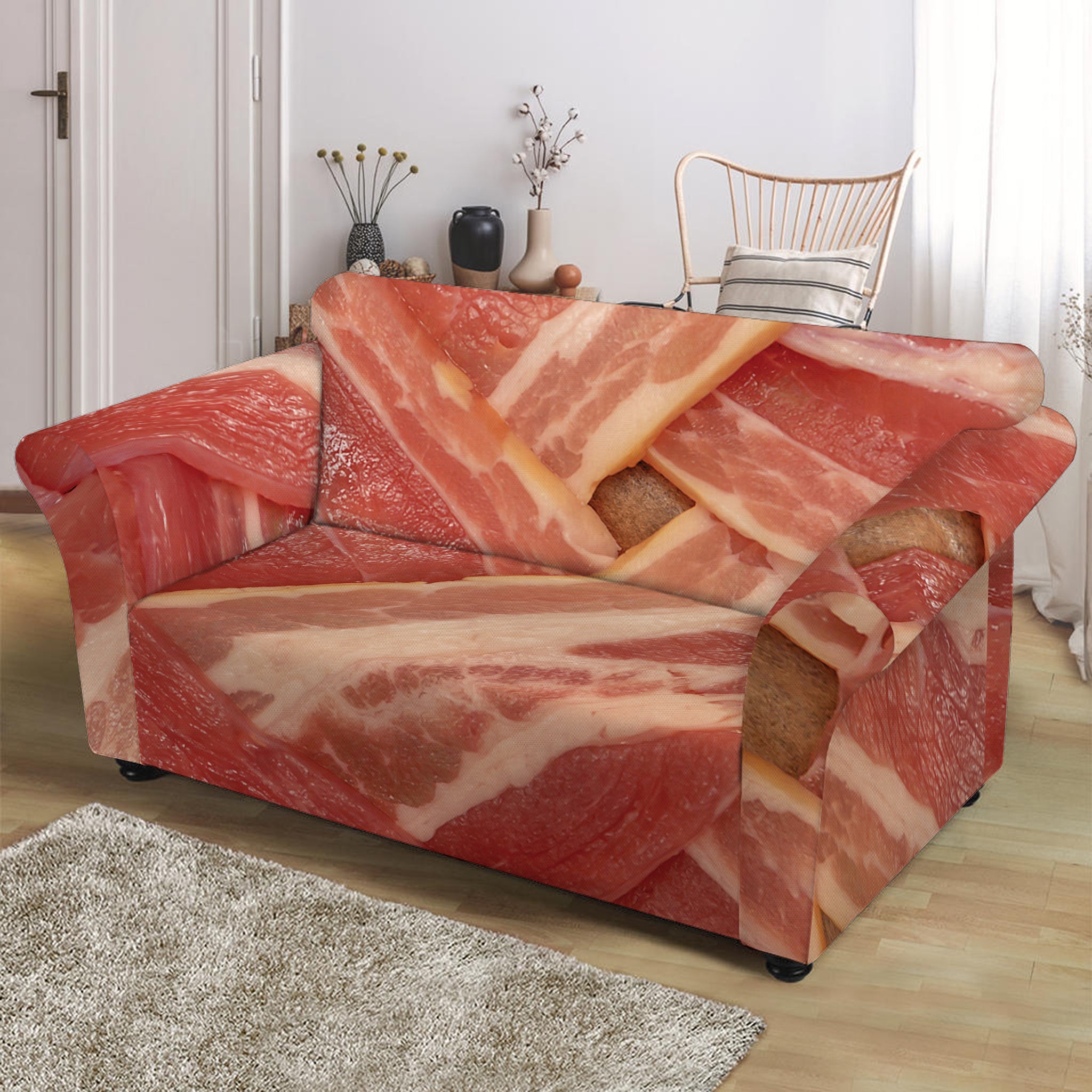 Weaving Bacon Print Loveseat Slipcover