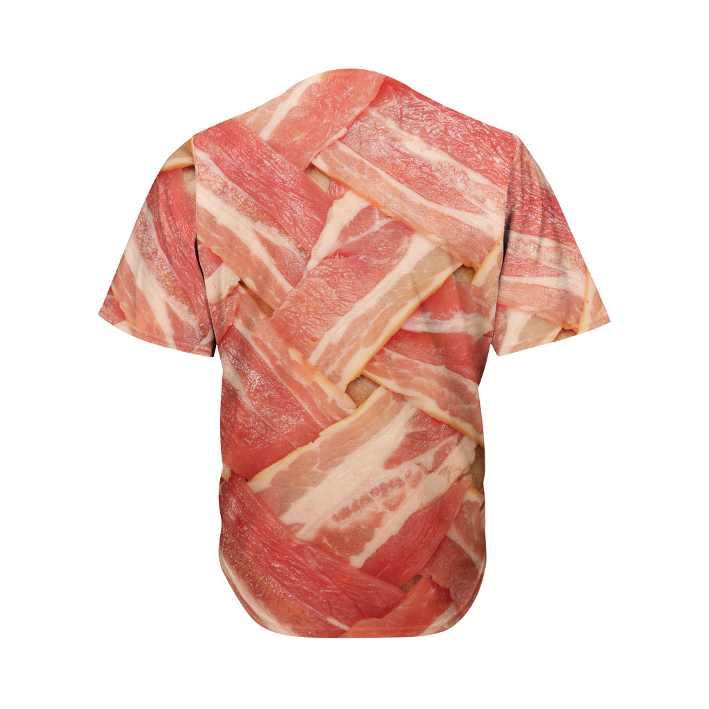 Weaving Bacon Print Men's Baseball Jersey