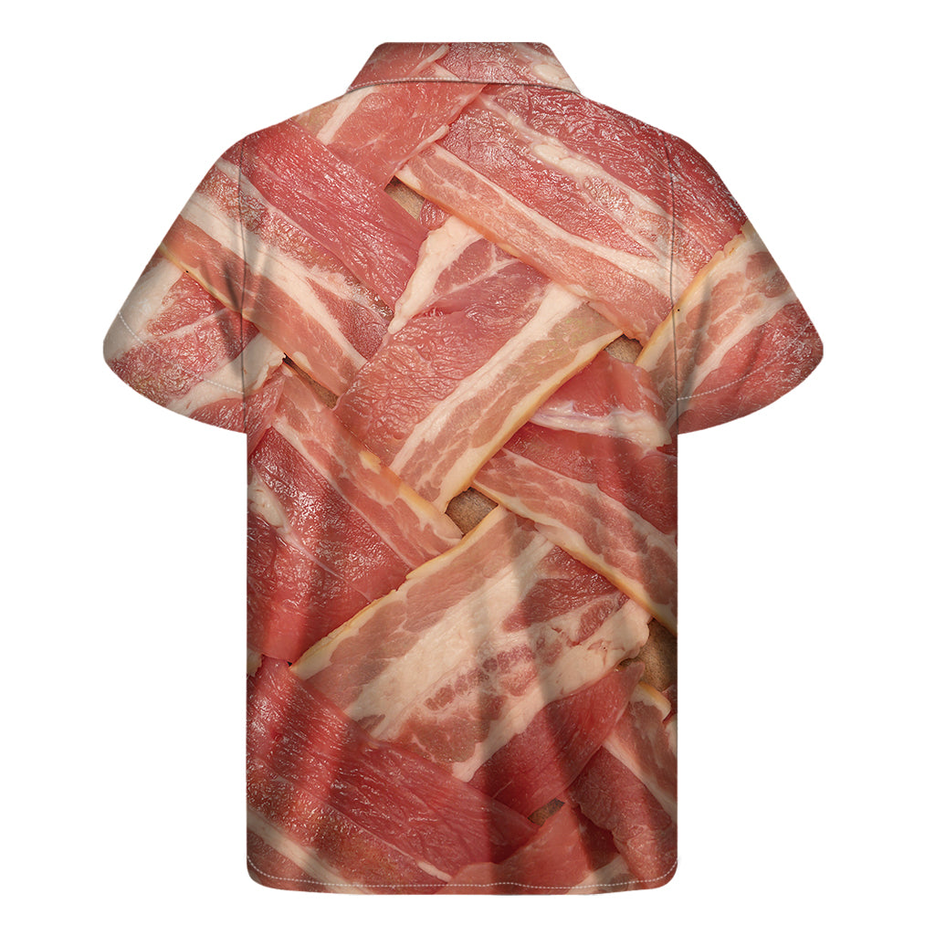 Weaving Bacon Print Men's Short Sleeve Shirt