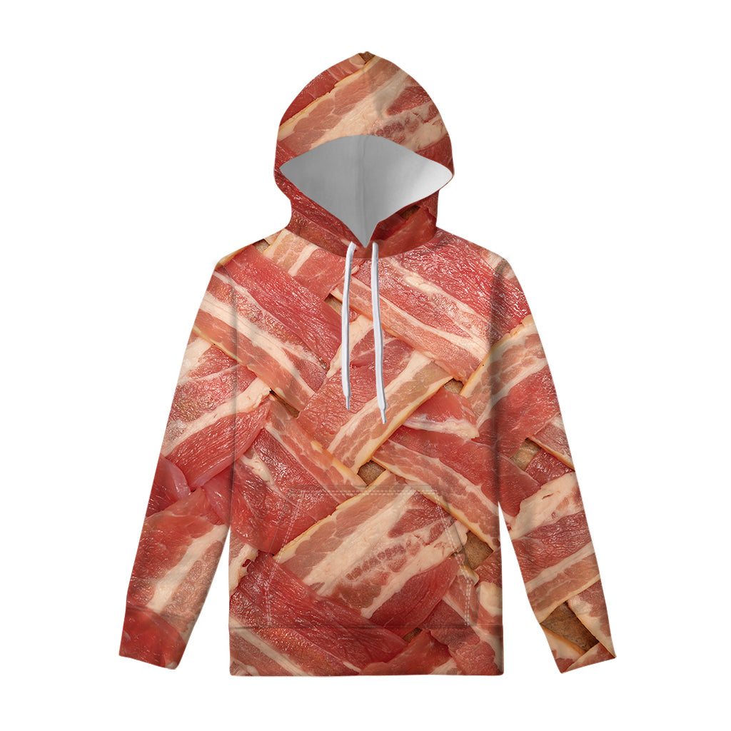 Weaving Bacon Print Pullover Hoodie