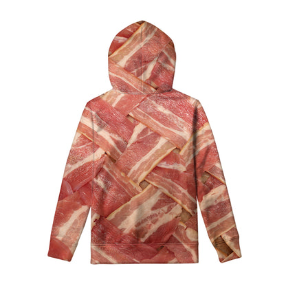 Weaving Bacon Print Pullover Hoodie