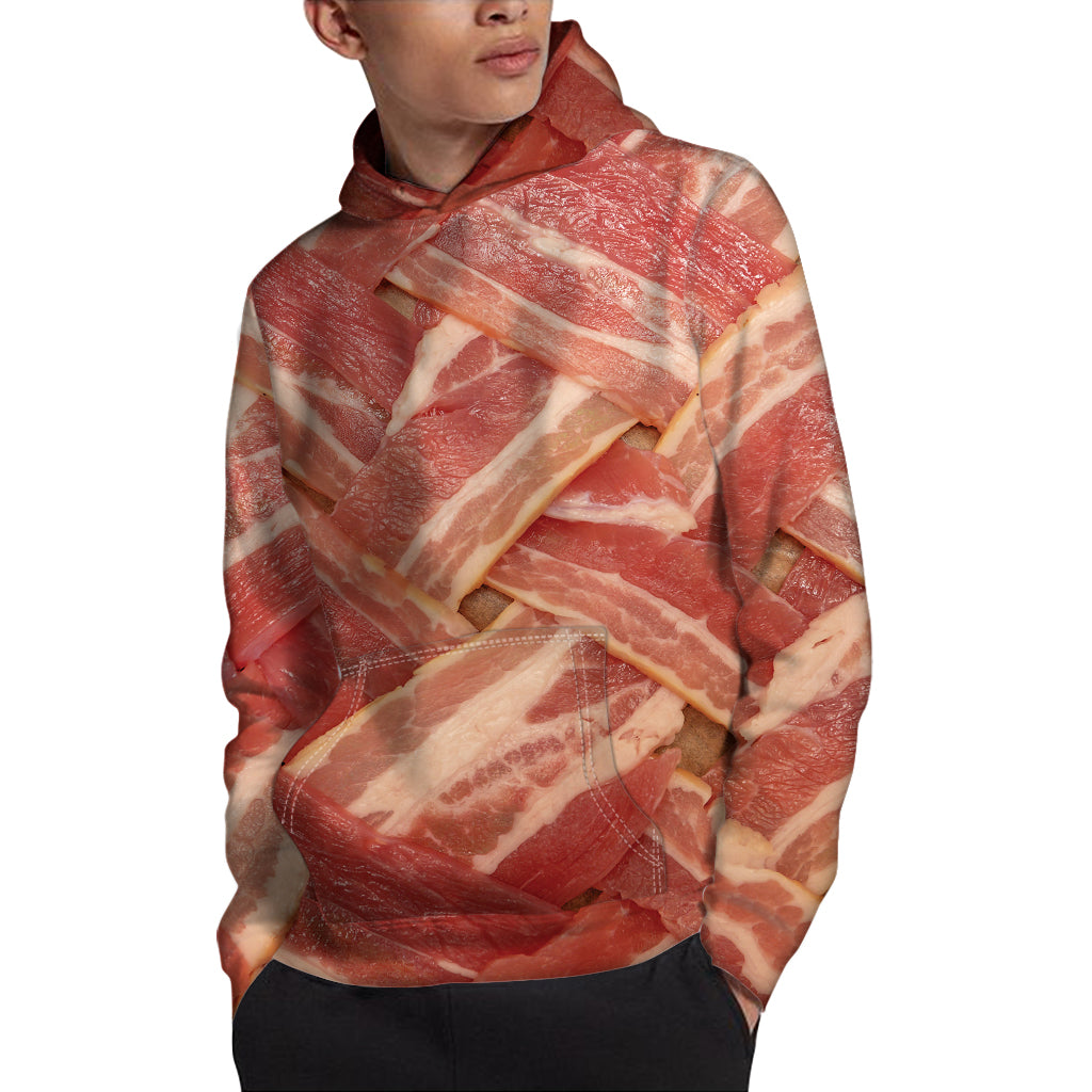 Weaving Bacon Print Pullover Hoodie