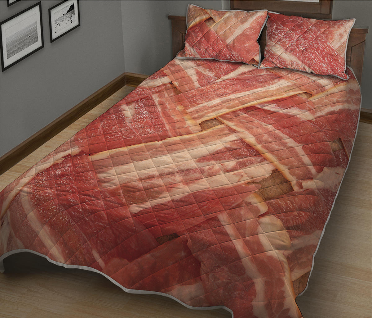 Weaving Bacon Print Quilt Bed Set