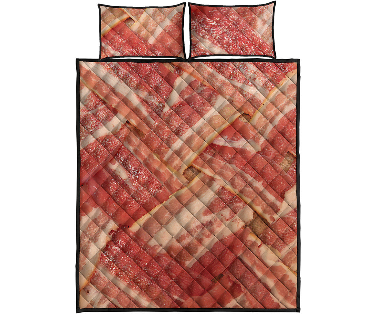 Weaving Bacon Print Quilt Bed Set