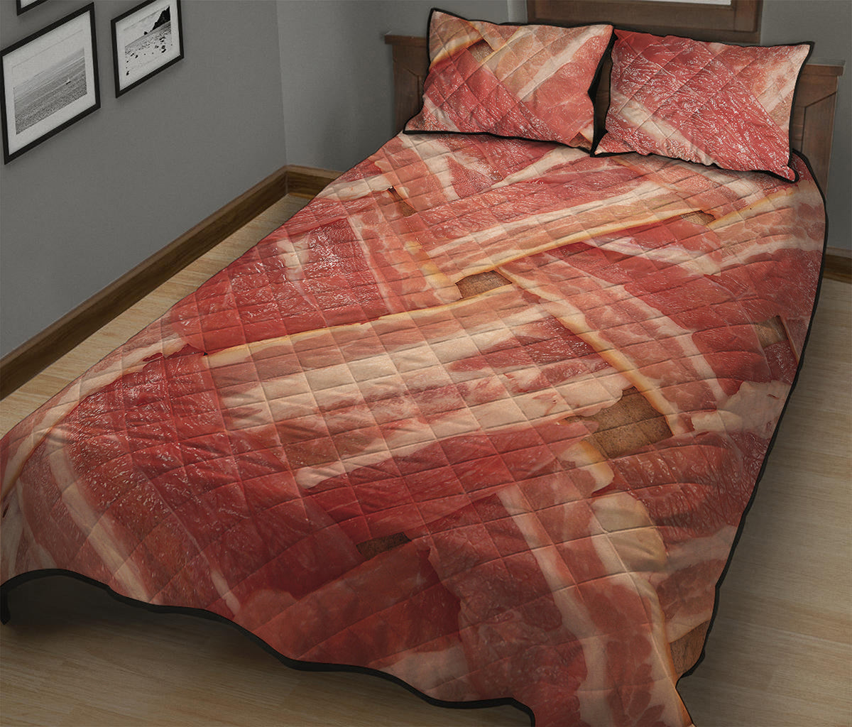 Weaving Bacon Print Quilt Bed Set