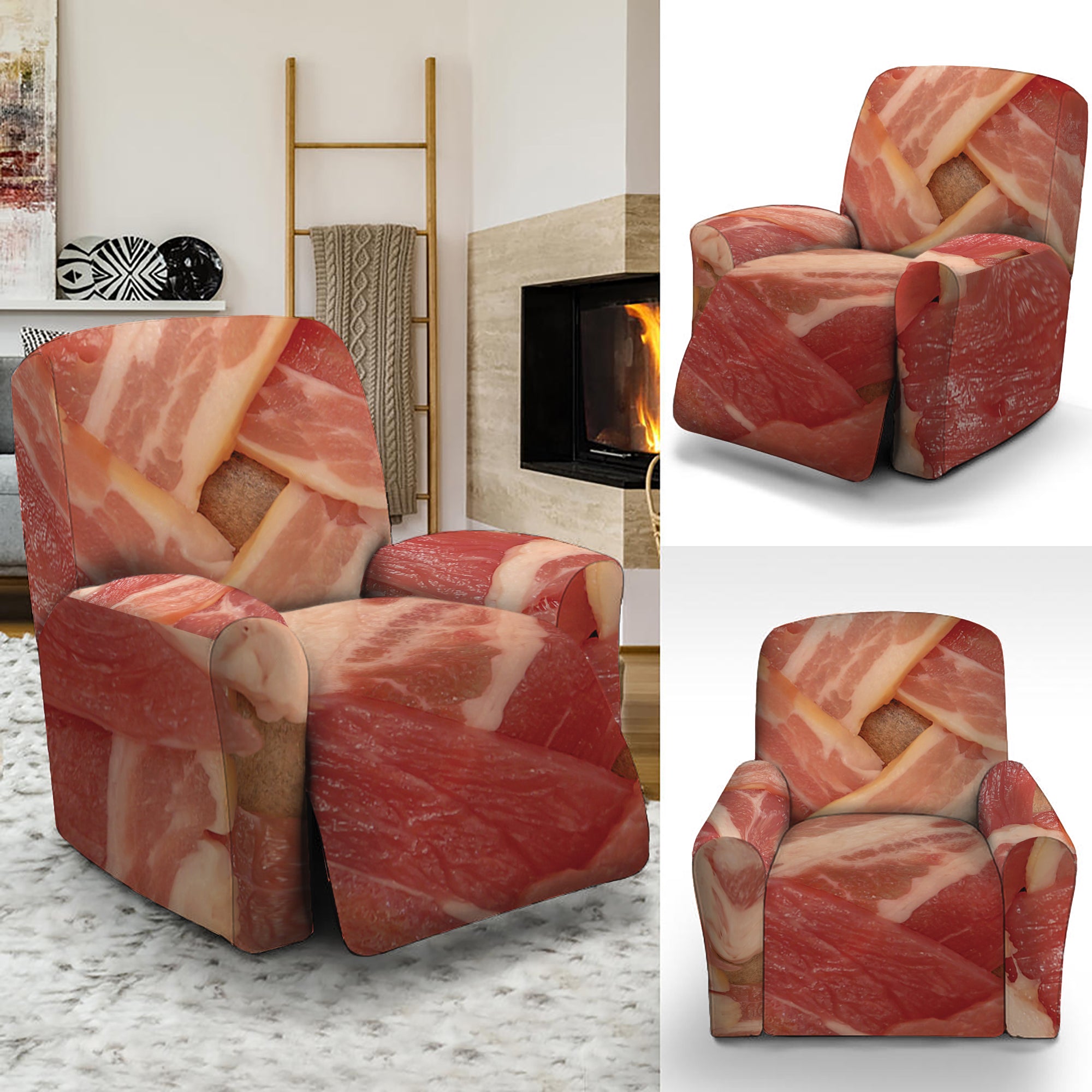 Weaving Bacon Print Recliner Slipcover