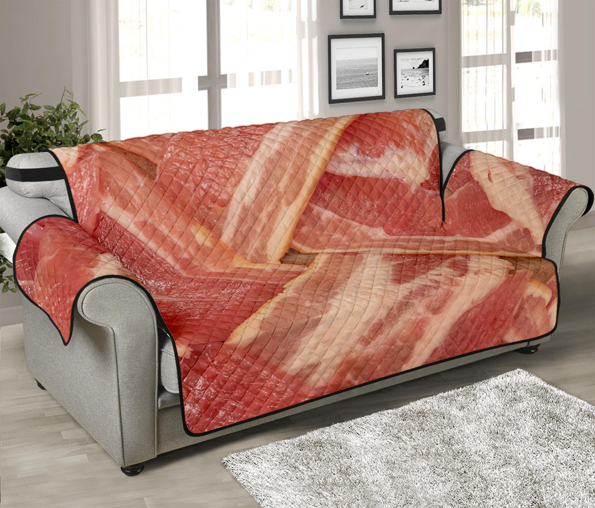 Weaving Bacon Print Sofa Protector