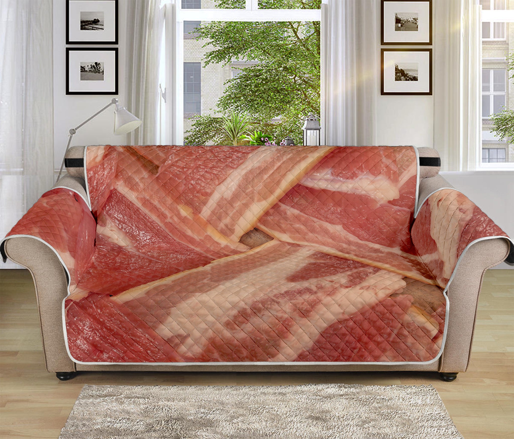 Weaving Bacon Print Sofa Protector