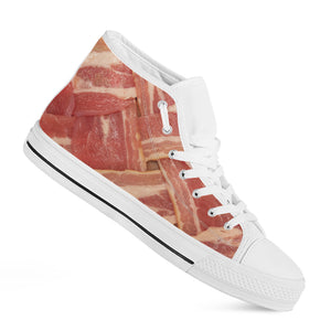 Weaving Bacon Print White High Top Shoes