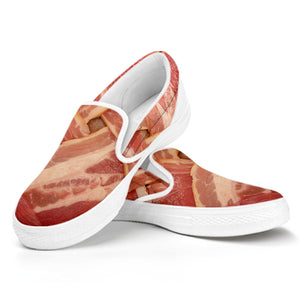 Weaving Bacon Print White Slip On Shoes