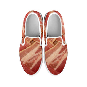 Weaving Bacon Print White Slip On Shoes