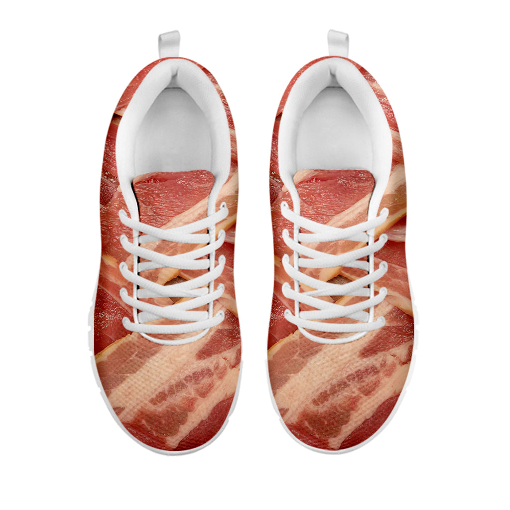 Weaving Bacon Print White Sneakers